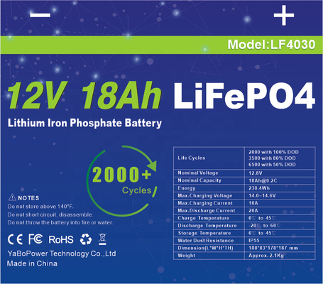 Akumulator litowo-jonowy 12v 18ah Lifepo4 Mały prąd rozładowania 9A