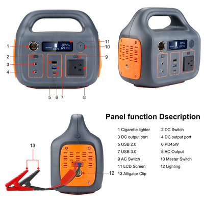 Strona główna 110v 220v Camping Solar Generator 300W zewnętrzna przenośna elektrownia z rozruchem samochodu