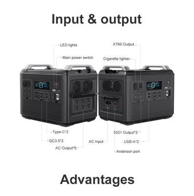 Ups Przenośna elektrownia litowa Lifepo4 Solar 2000W 1000 W Dwukierunkowa szybka