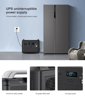 Ups Przenośna elektrownia litowa Lifepo4 Solar 2000W 1000 W Dwukierunkowa szybka